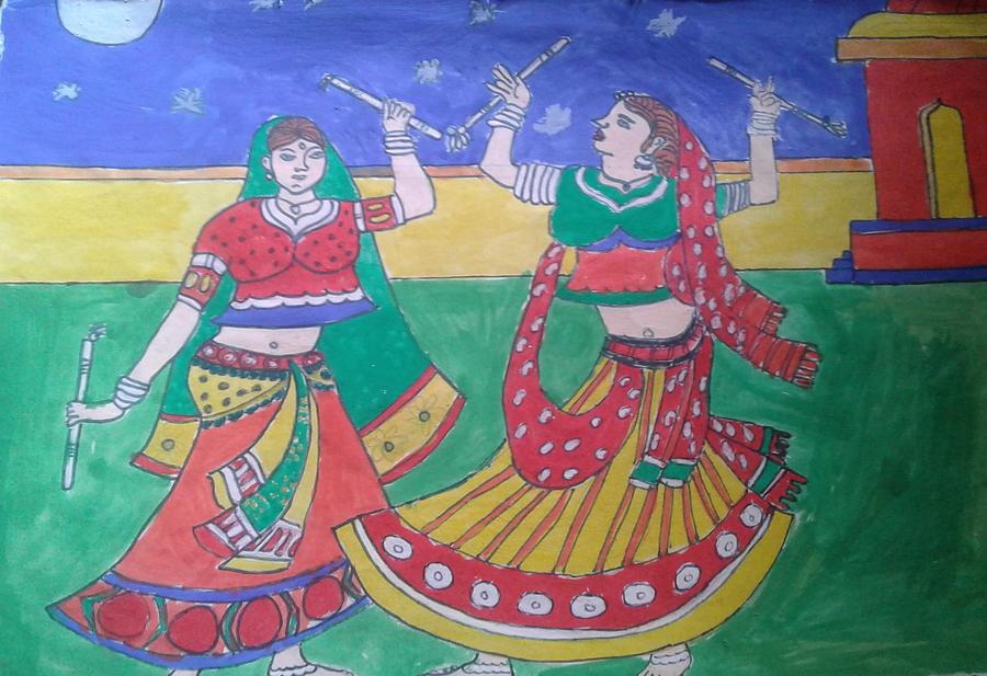 Celebrate navratri festival with dancing garba men  woman desig Stock  Vector by redshinestudio 298058872