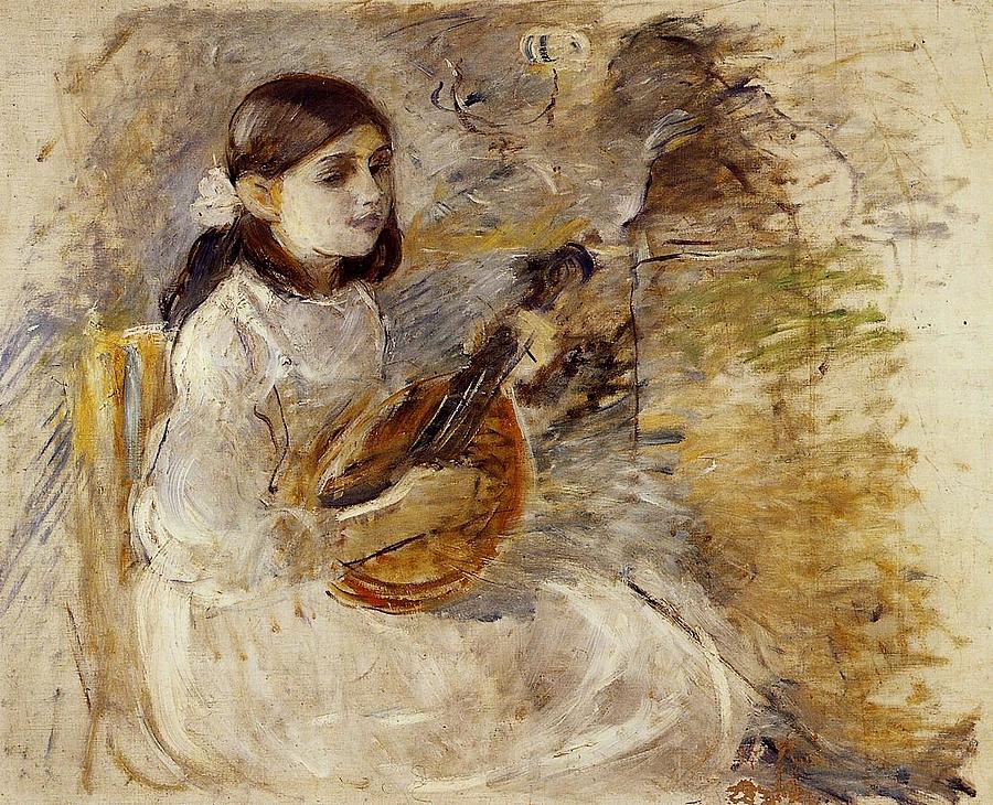 Girl Playing the Mandolin Painting by MotionAge Designs