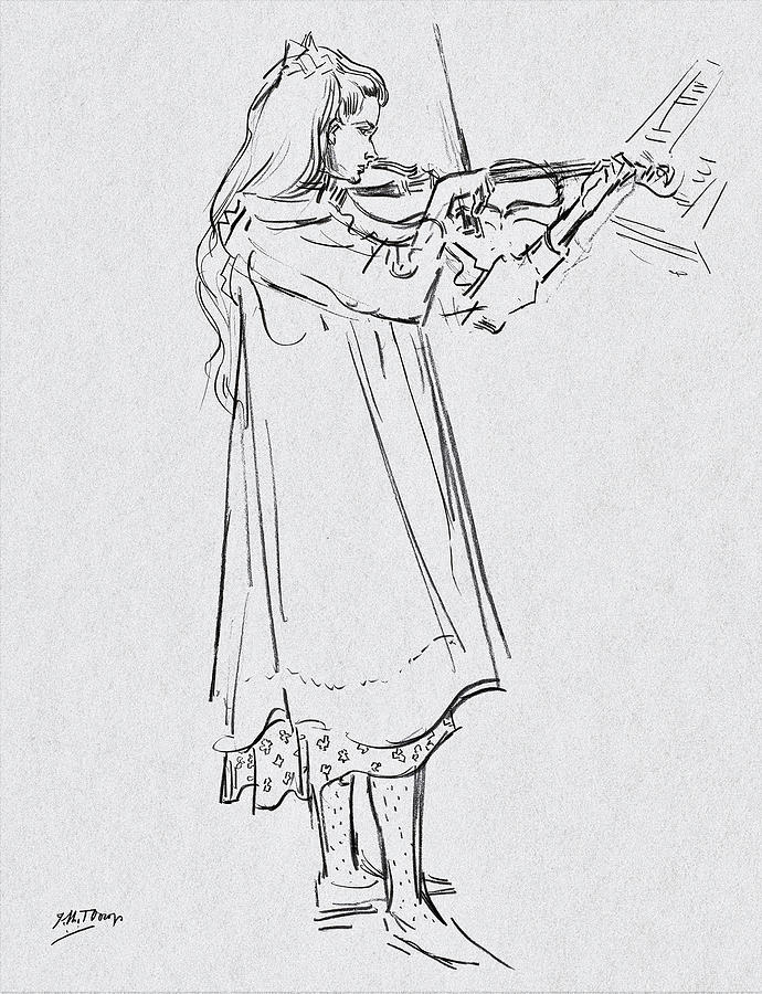 Girl playing the violin - Digital Remastered Edition Painting by Jan Toorop