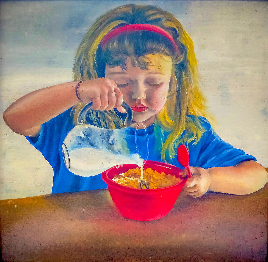 Girl Pouring Milk Painting By Biljana Reynolds Pixels