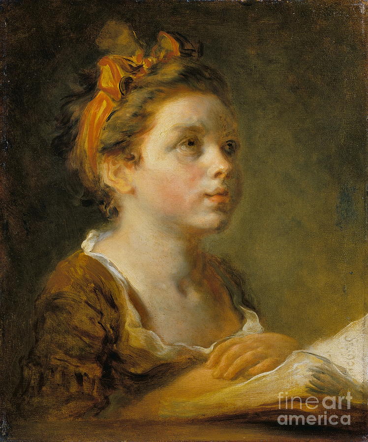 Girl reading a book Painting by Jean-Honore Fragonard