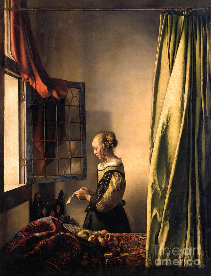 Girl Reading a Letter at an Open Window Painting by Johannes Vermeer