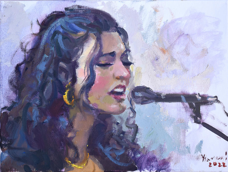 Portrait Painting - Girl Singing by Ylli Haruni