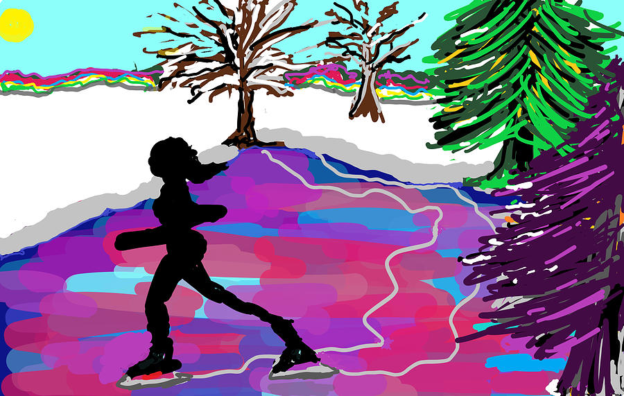 Girl skating Digital Art by Diane Dahm