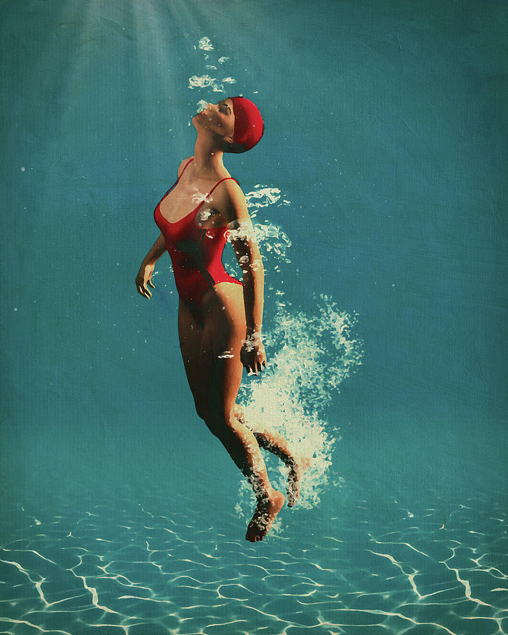 Girl Swimming Underwater Digital Art by Jan Keteleer