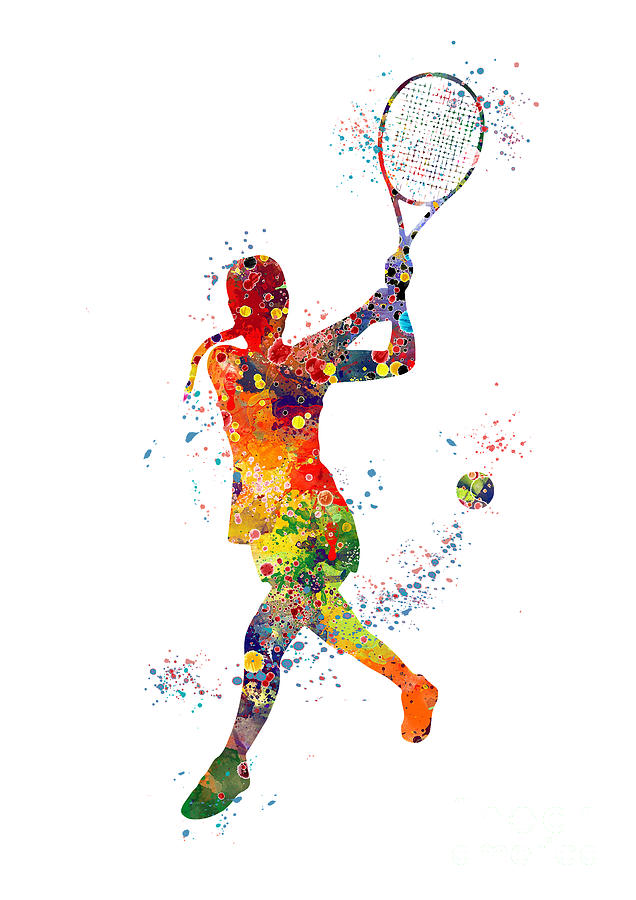 Girl Tennis Player Backhand Shot Watercolor Digital Art by White Lotus ...