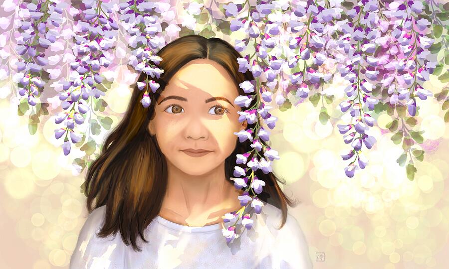 Girl Under the Wisteria Digital Art by Van Thi Diep Girl Under the Wisteria Digital Art by Van Thi Diep