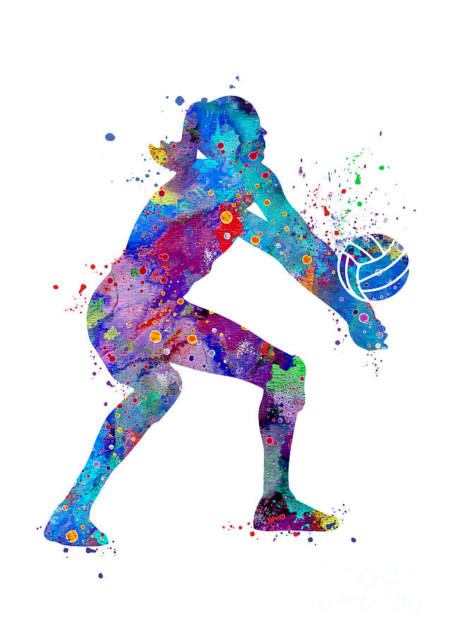 Girl Volleyball Player Watercolor Sport Gift Digital Art by White Lotus ...