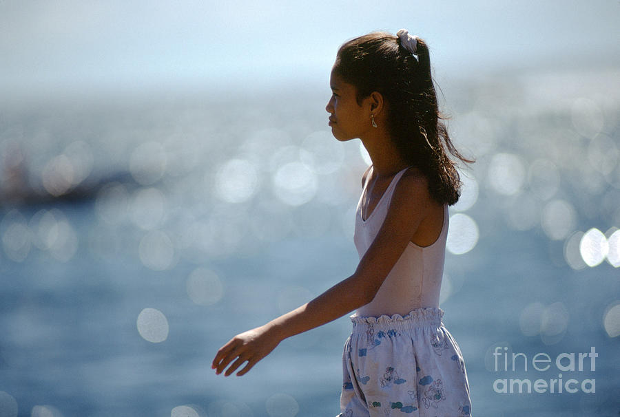 Girl Walking Along The Ocean Shore Photograph By Wernher Krutein Fine