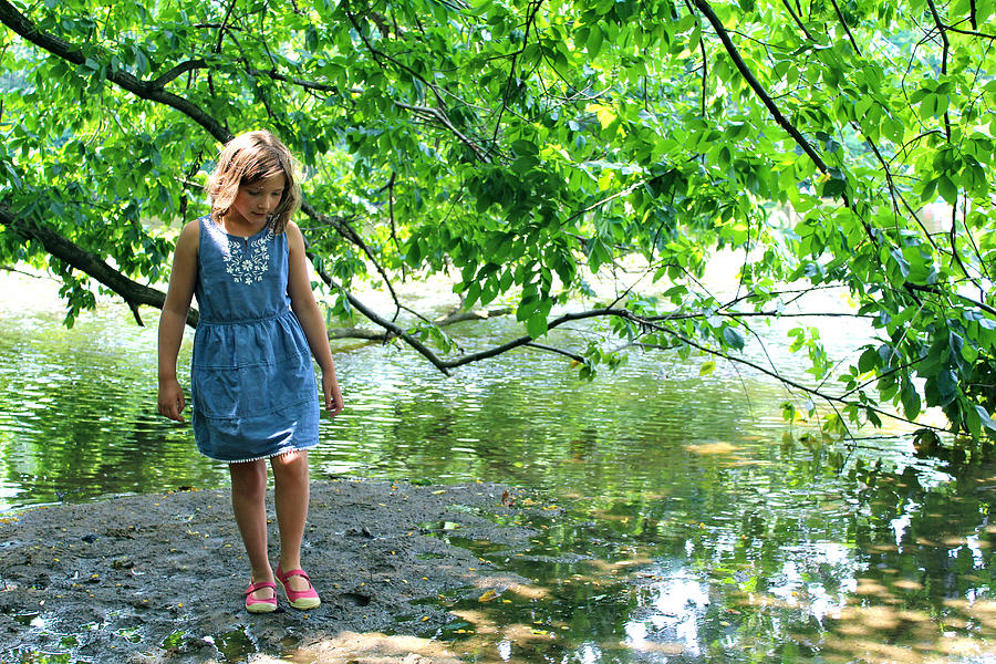 Girl Walking Next to Lake Photograph by Cyndi Monaghan