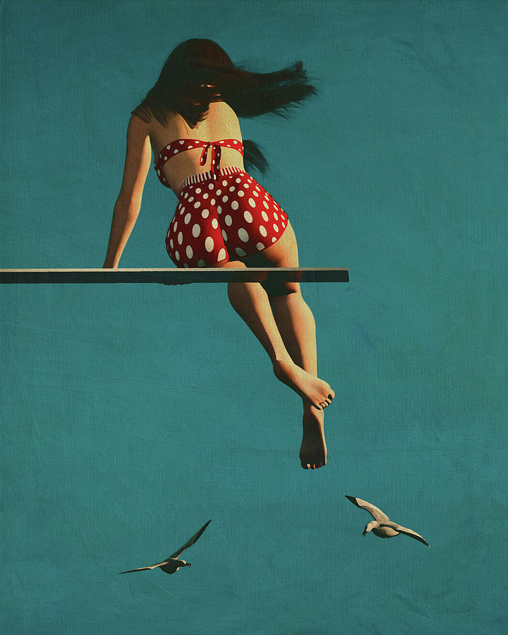 Girl Wearing A Bikini On The Diving Board Digital Art By Jan Keteleer