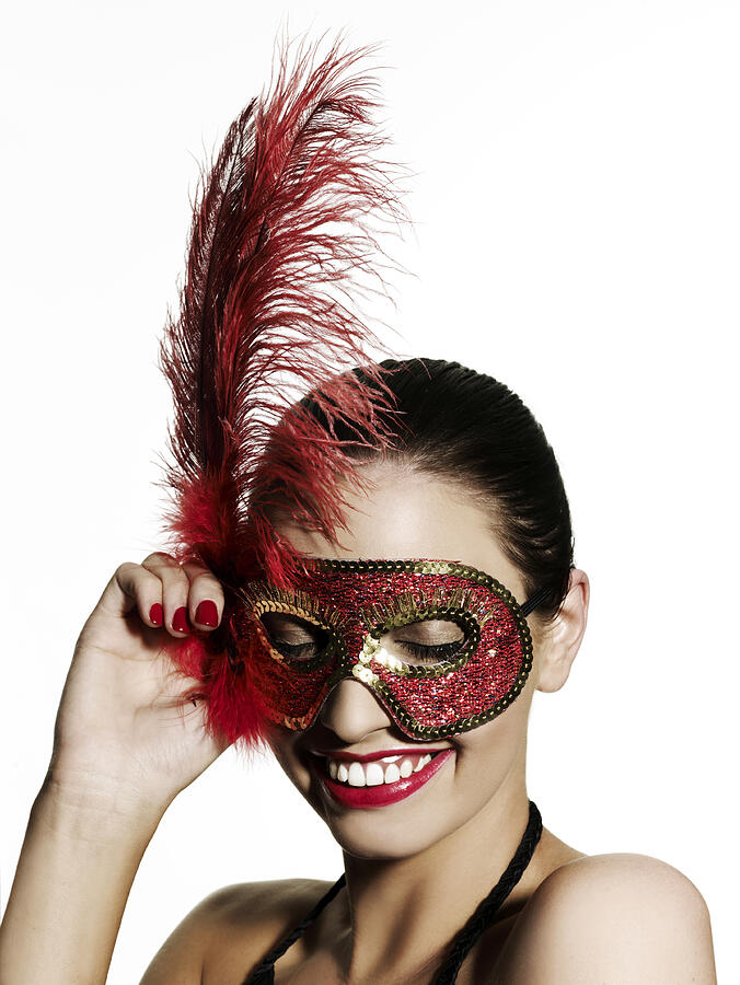 Girl Wearing Sequinned Mask, Looking Down Photograph by Elizabeth Hachem