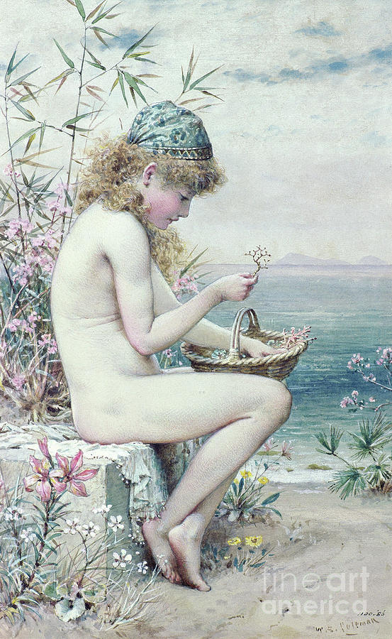 Girl with a Basket of Coral Painting by William Stephen Coleman