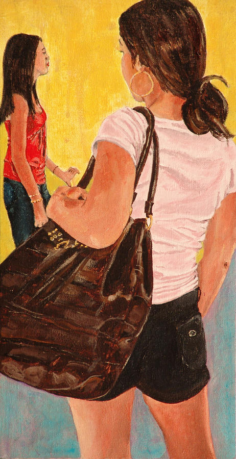 Girl Painting - Girl With A Big Purse by Kevin Callahan
