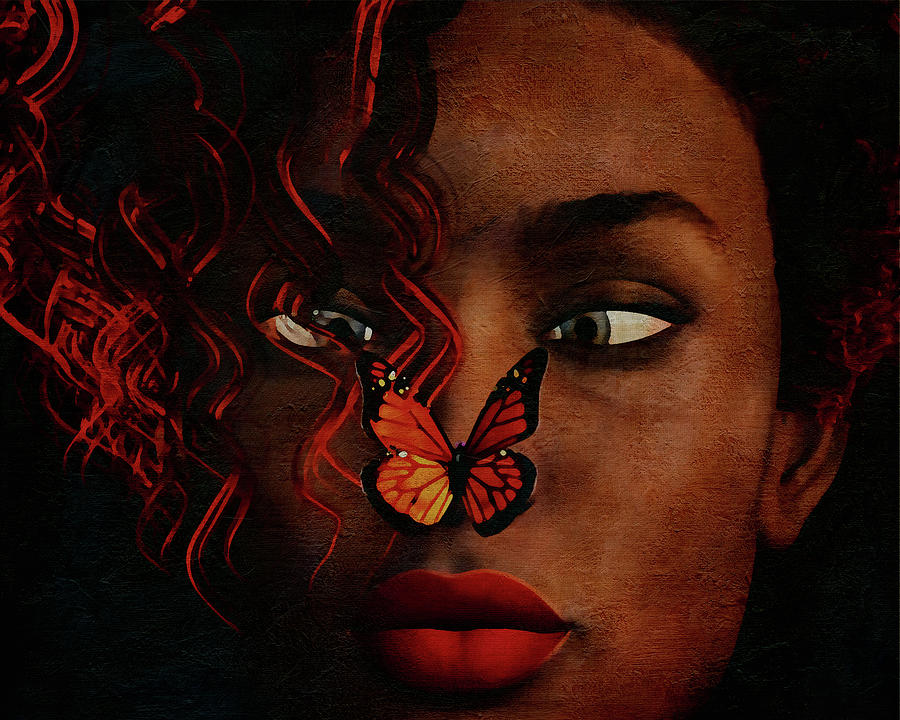 Girl with a butterfly on her nose Digital Art by Jan Keteleer