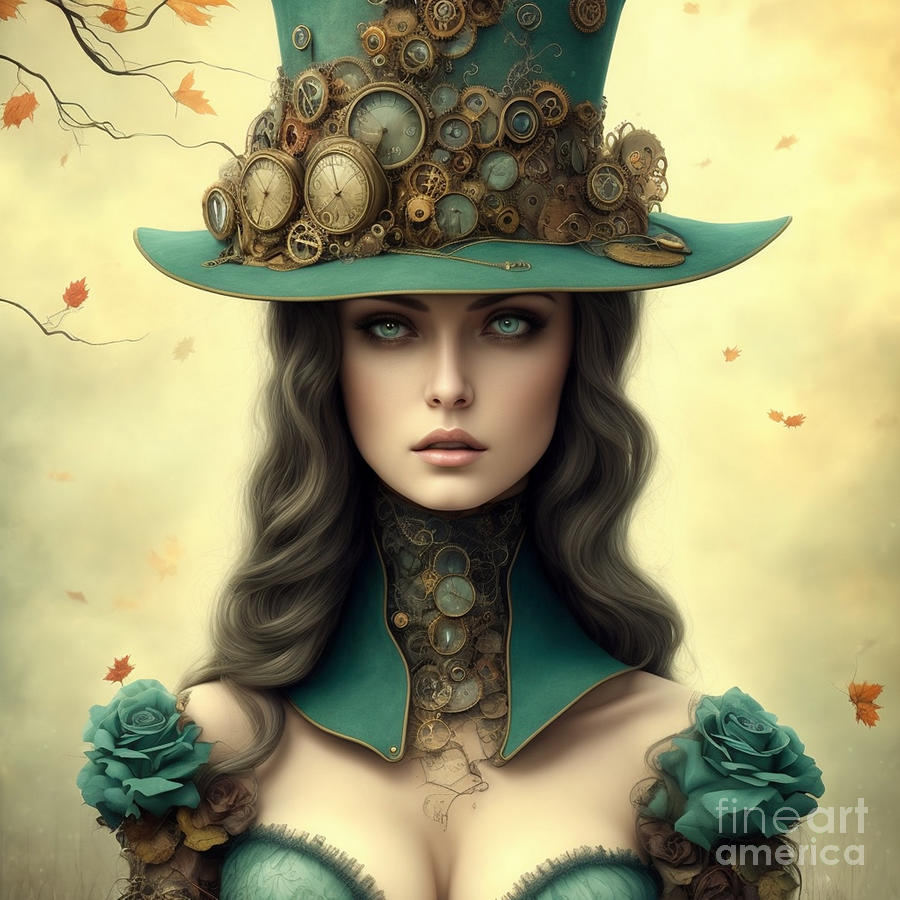 Girl With A Green Hat - Portrait 3 Digital Art by Philip Preston