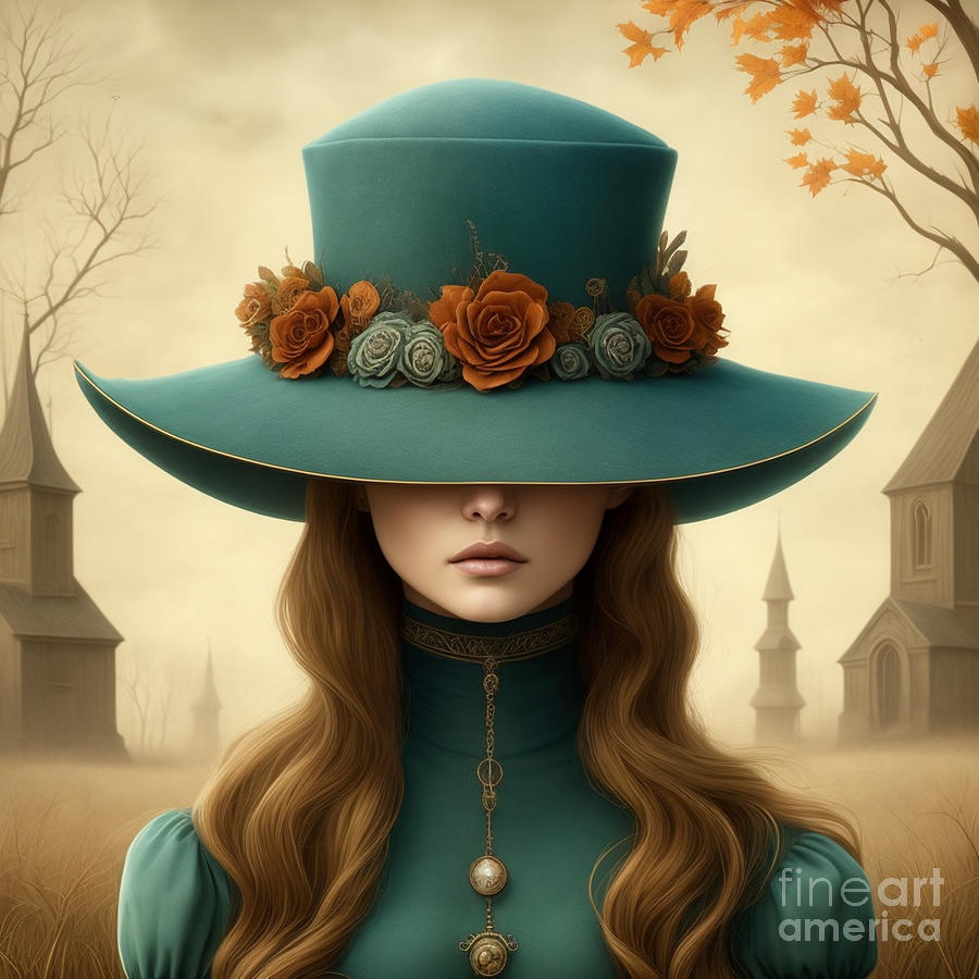 Girl With A Green Hat - Portrait 1 Digital Art by Philip Preston