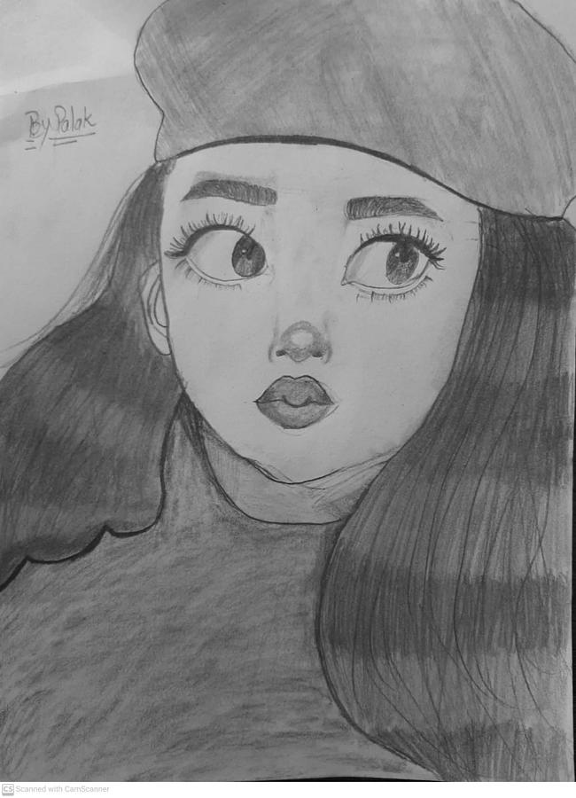 Girl with a hat Drawing by Palakpreet Kaur - Fine Art America