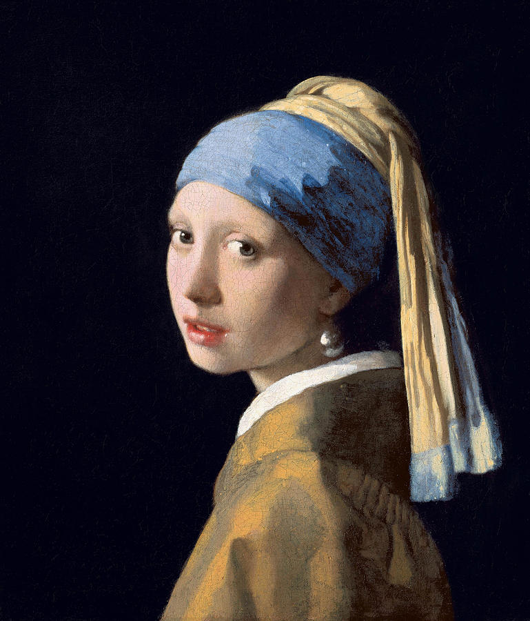 Jan Vermeer Painting - Girl with a Pearl Earring, circa 1665 by Jan Vermeer