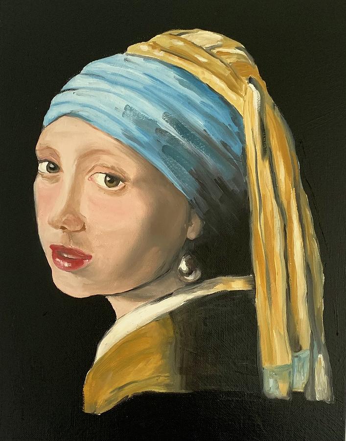 Girl With A Pearl Earring Painting by Terry Schulman | Pixels