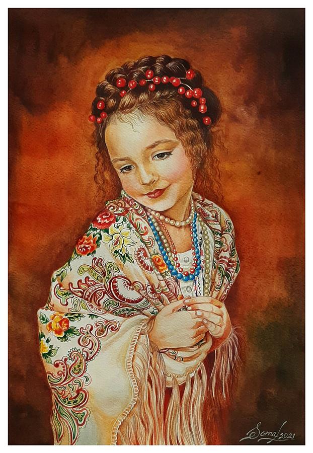 Girl with a Persian Shawl Painting by Soma Das - Fine Art America