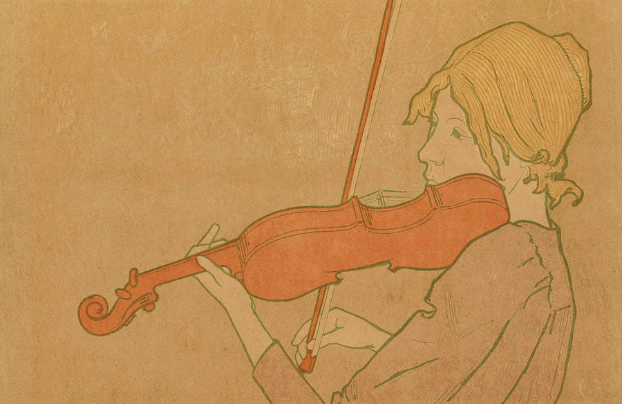 Music Painting - Girl with a Violin -La fille au violon-. by Alexandre-Louis-Marie Charpentier