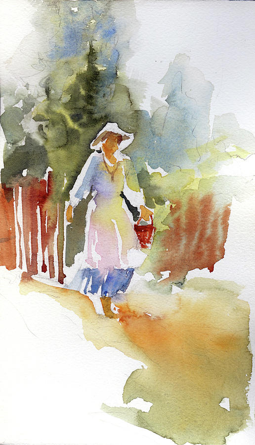 Girl with Basket Painting by Susan Blackwood