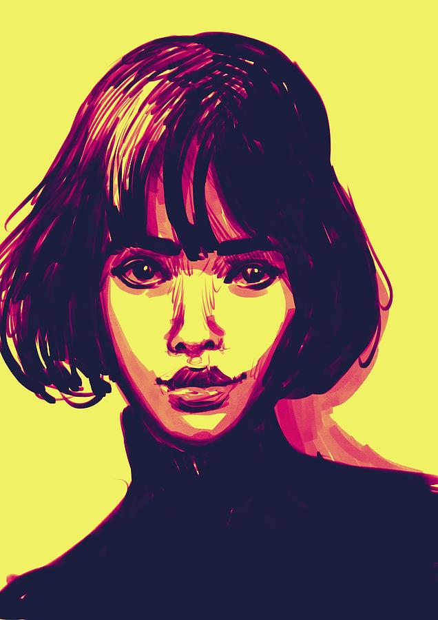 Girl with bob Drawing by Stig Kristensen - Pixels