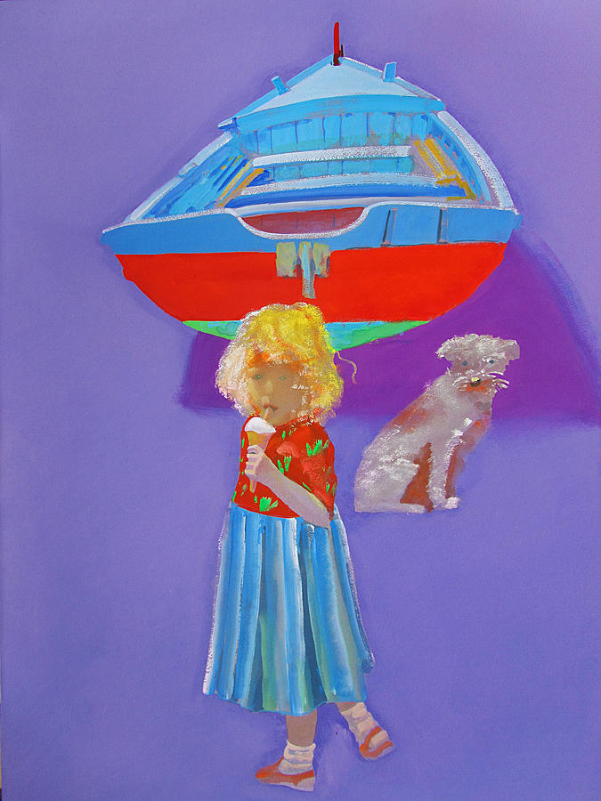 Girl With Border Terrier And Ice Cream Painting by Charles Stuart