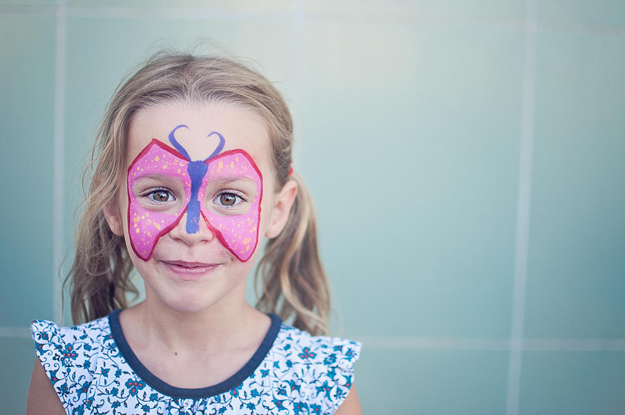 Girl with Butterfly Painted on Face Photograph by Teresa Short