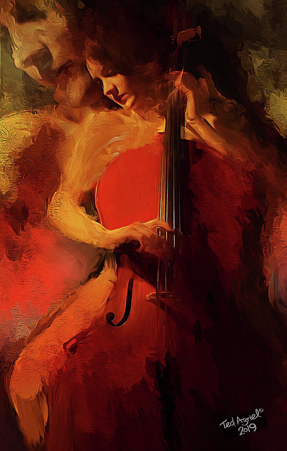 Girl With Cello Digital Art by Ted Azriel
