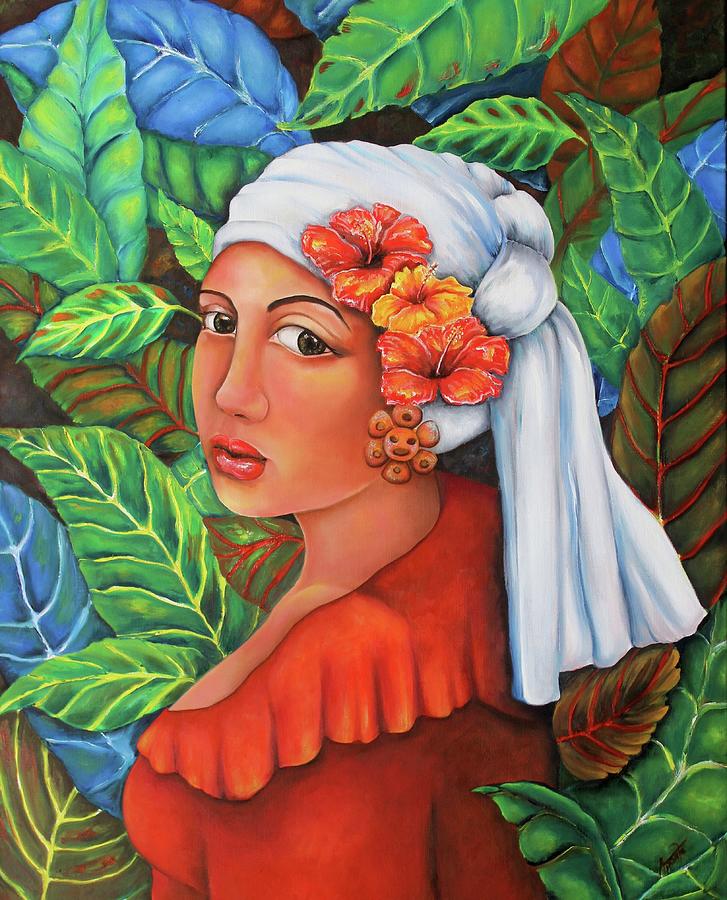 Puerto Rico Painting - Girl with Clay Earing by Janice Aponte