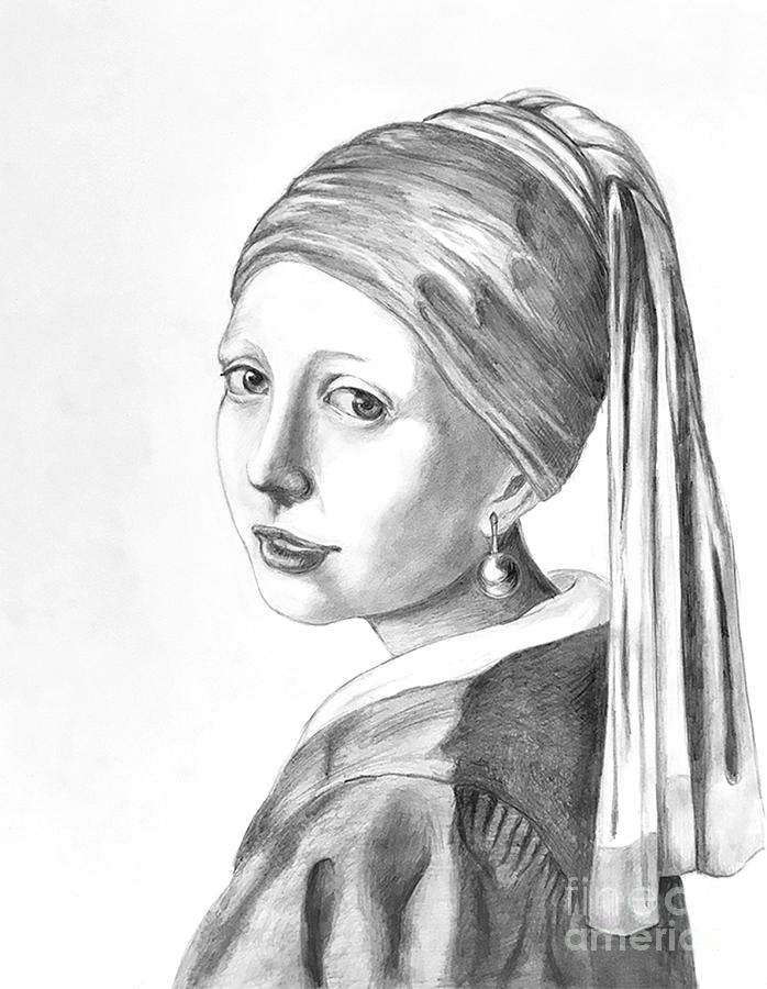Girl With Earring Drawing by Ella Boughton