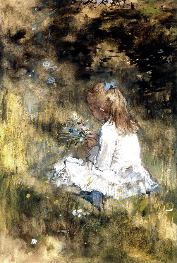Girl with Flowers Painting by Long Shot