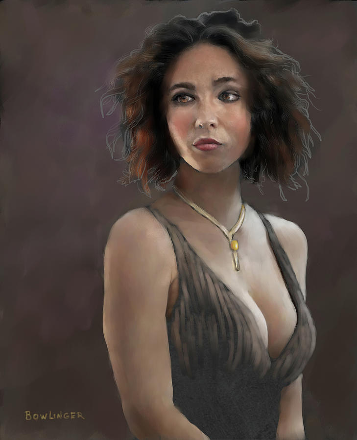 Girl with Gold Necklace Digital Art by Scott Bowlinger
