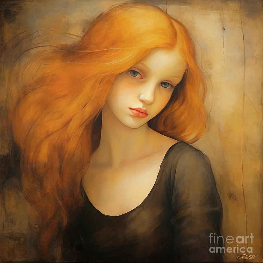 Girl with Golden Hair Digital Art by Jutta Maria Pusl