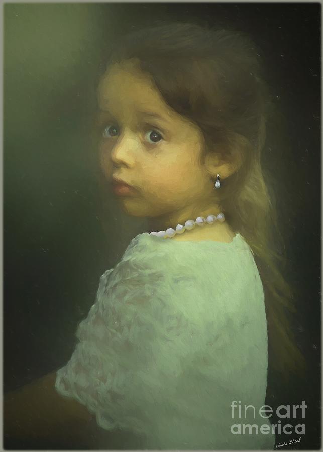 Girl with Grandmas Pearls Digital Art by Sandra Clark