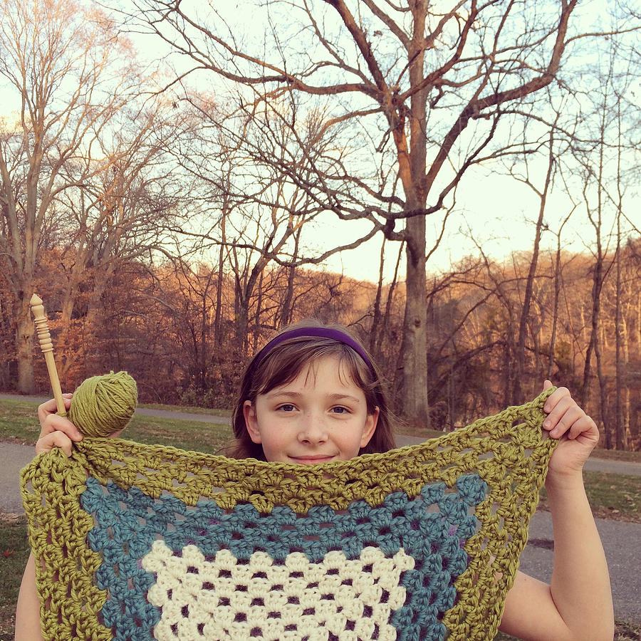 Girl with Granny Square Photograph by Cyndi Monaghan