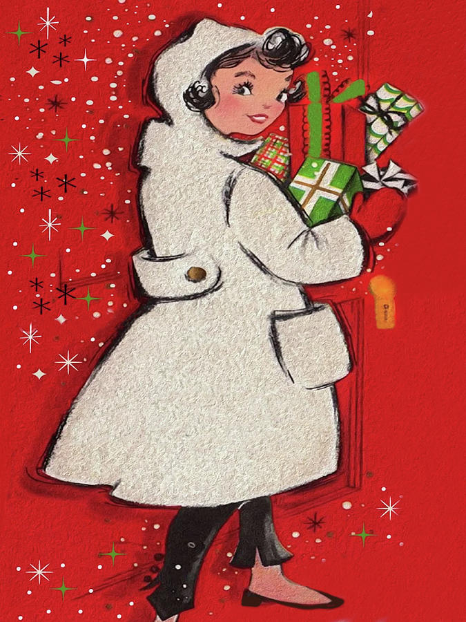 Girl with Holiday Gifts Digital Art by Long Shot