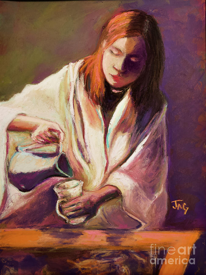 Girl With Pitcher Pastel by Joyce Guariglia