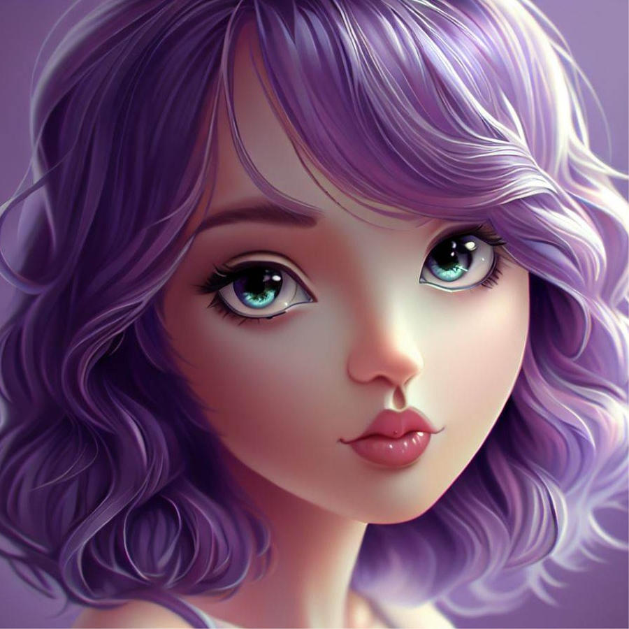 Girl with purple girl Digital Art by Kayal Ramakrishna - Fine Art America