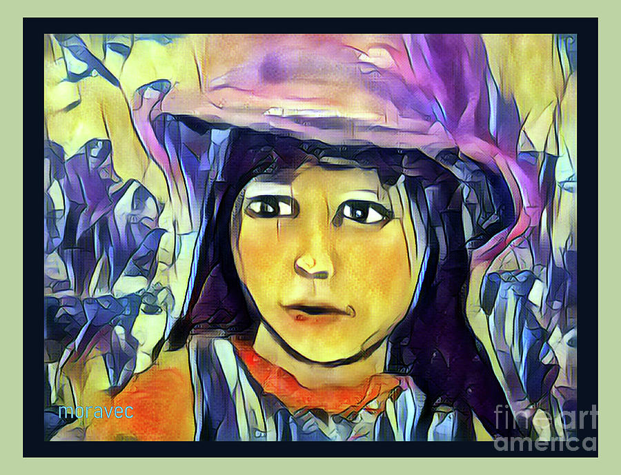 Girl with Purple Hat Pastel by Shirley Moravec