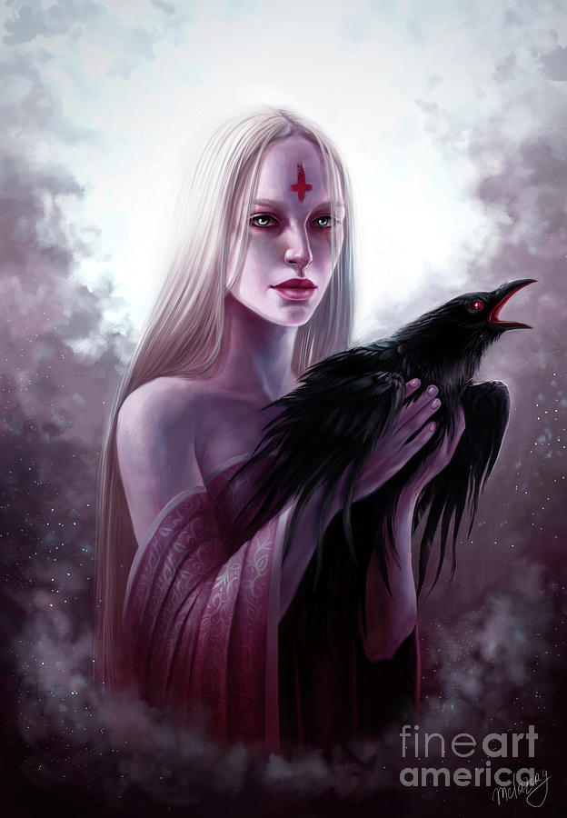 Girl with raven Digital Art by Darya Timofeeva - Pixels