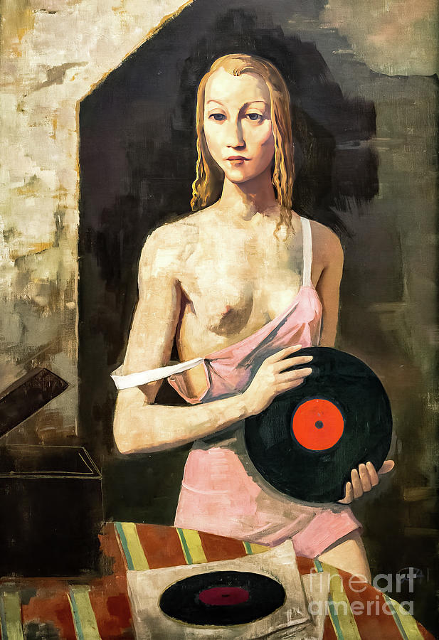 Girl With Record by Karl Hofer 1941 Painting by Karl Hofer