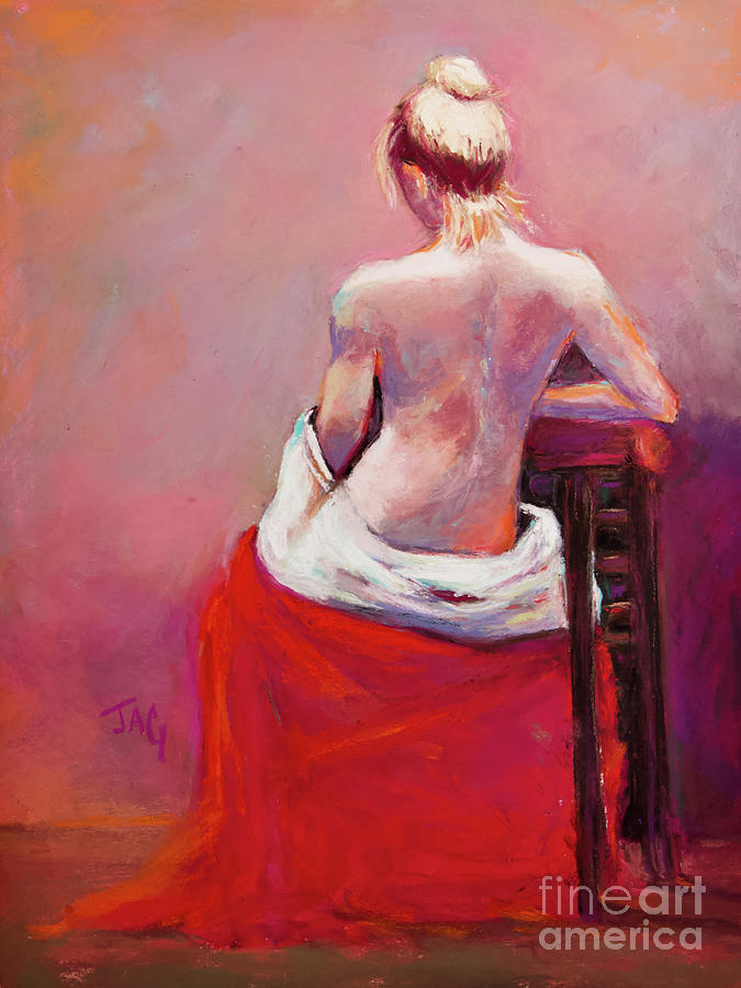 Girl With Red Shroud Pastel by Joyce Guariglia
