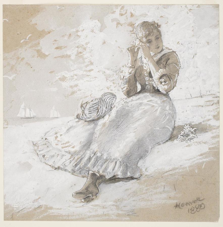 Girl With Shell At Ear Painting by Winslow Homer