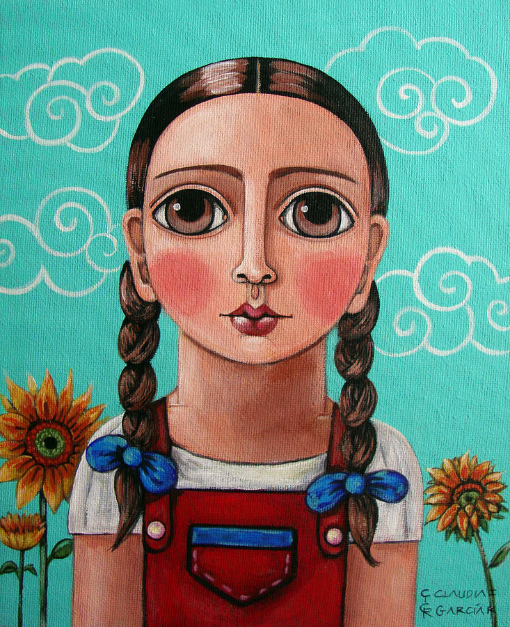 Girl With Sunflowers Painting by Claudia Garcia - Fine Art America