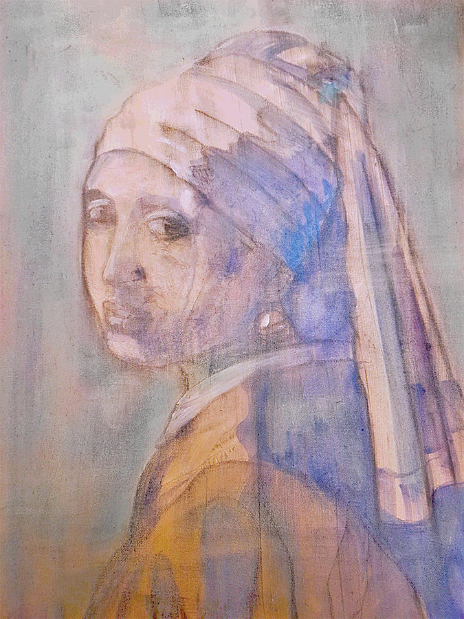 Girl with the Pearl Earring Recreation Painting by Rose Lewis