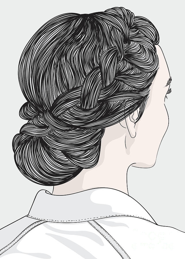 Girl With Unique Hairstyle - Line Art Graphic Illustration Artwork Digital Art by Sambel Pedes