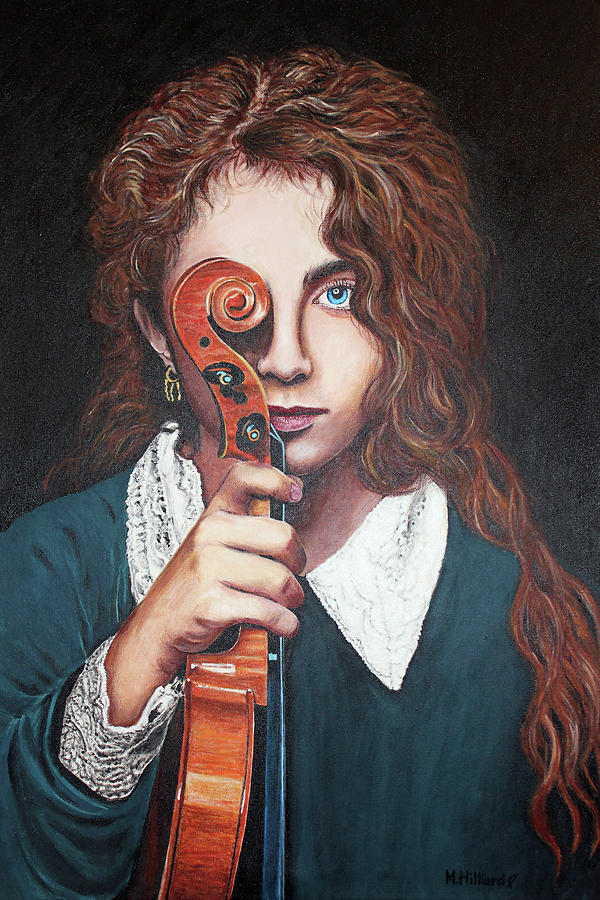 Girl with Violin Painting by Marilyn Borne